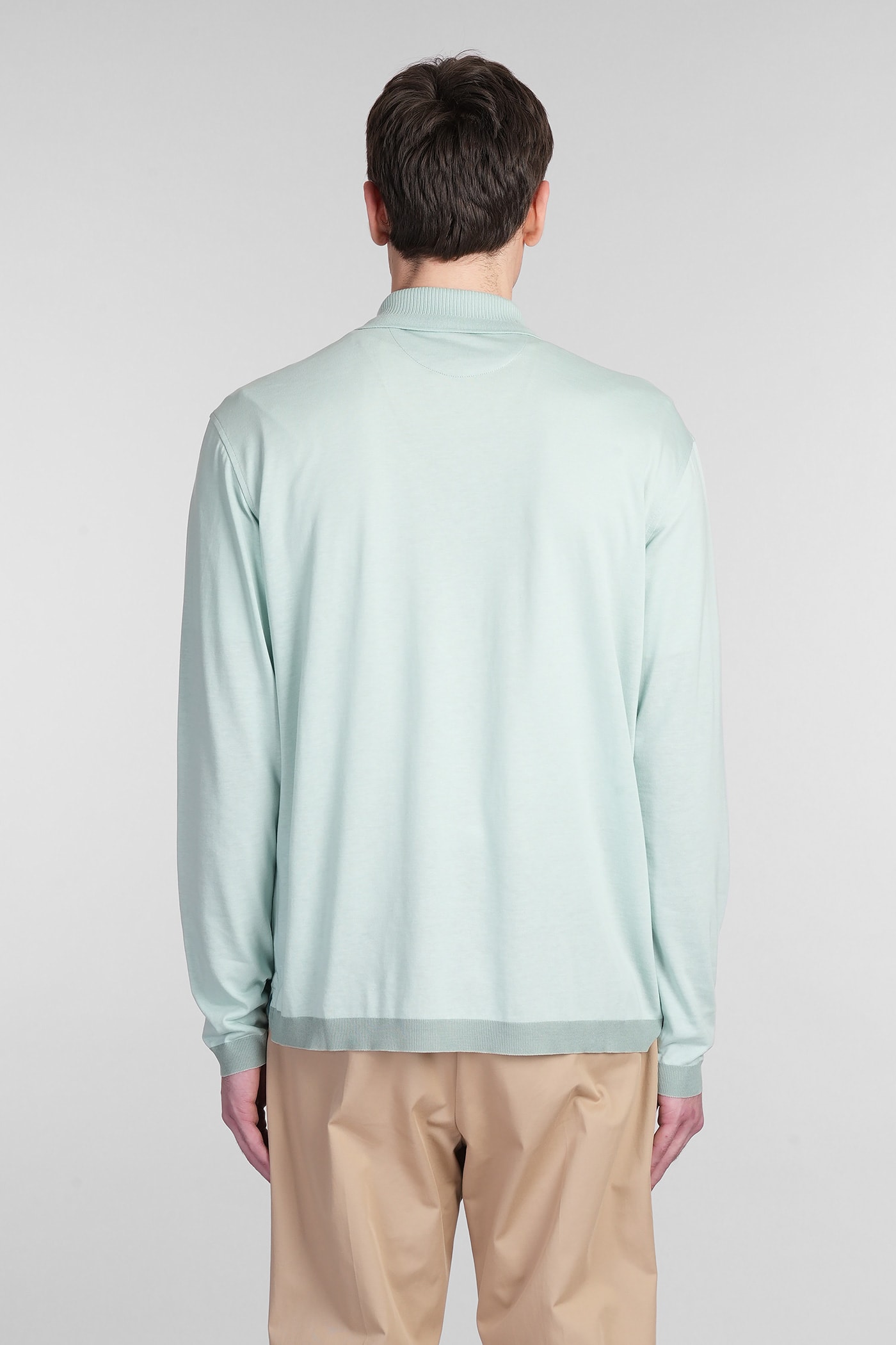 PAUL SMITH POLO IN GREEN WOOL AND POLYESTER