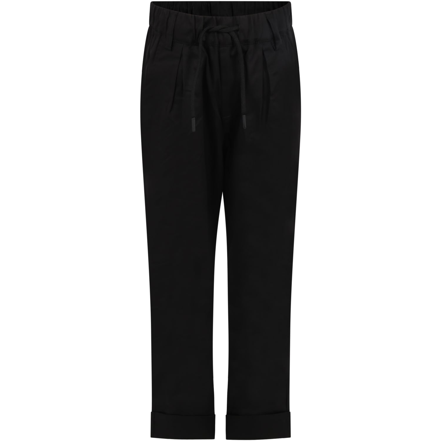 Msgm Kids' Black Trousers For Boy With Logo Patch