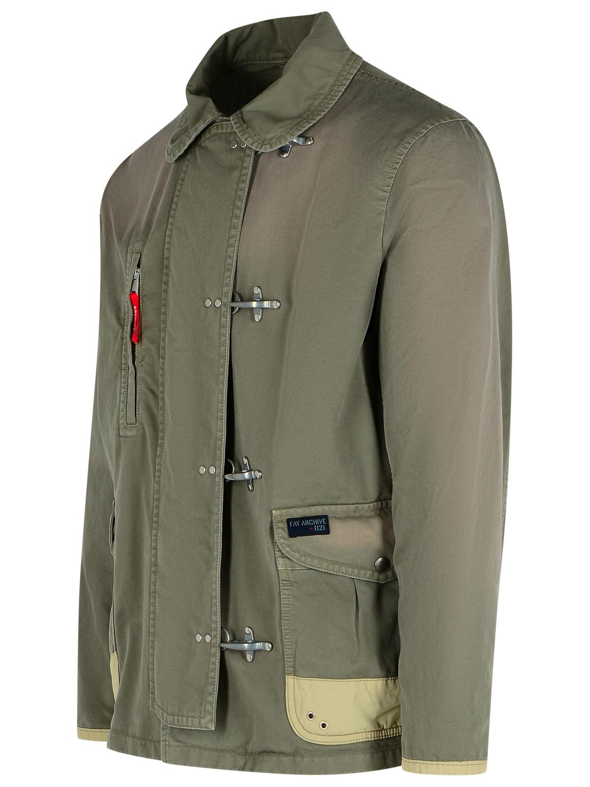Fay Cotton Jacket Long Sleeves Front Pocket In Green