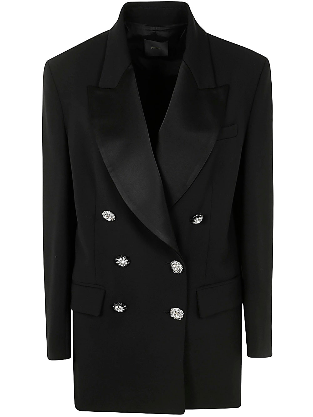 Shop Pinko Vallini Double Layers Dyagonal Jacket In Black Limousine