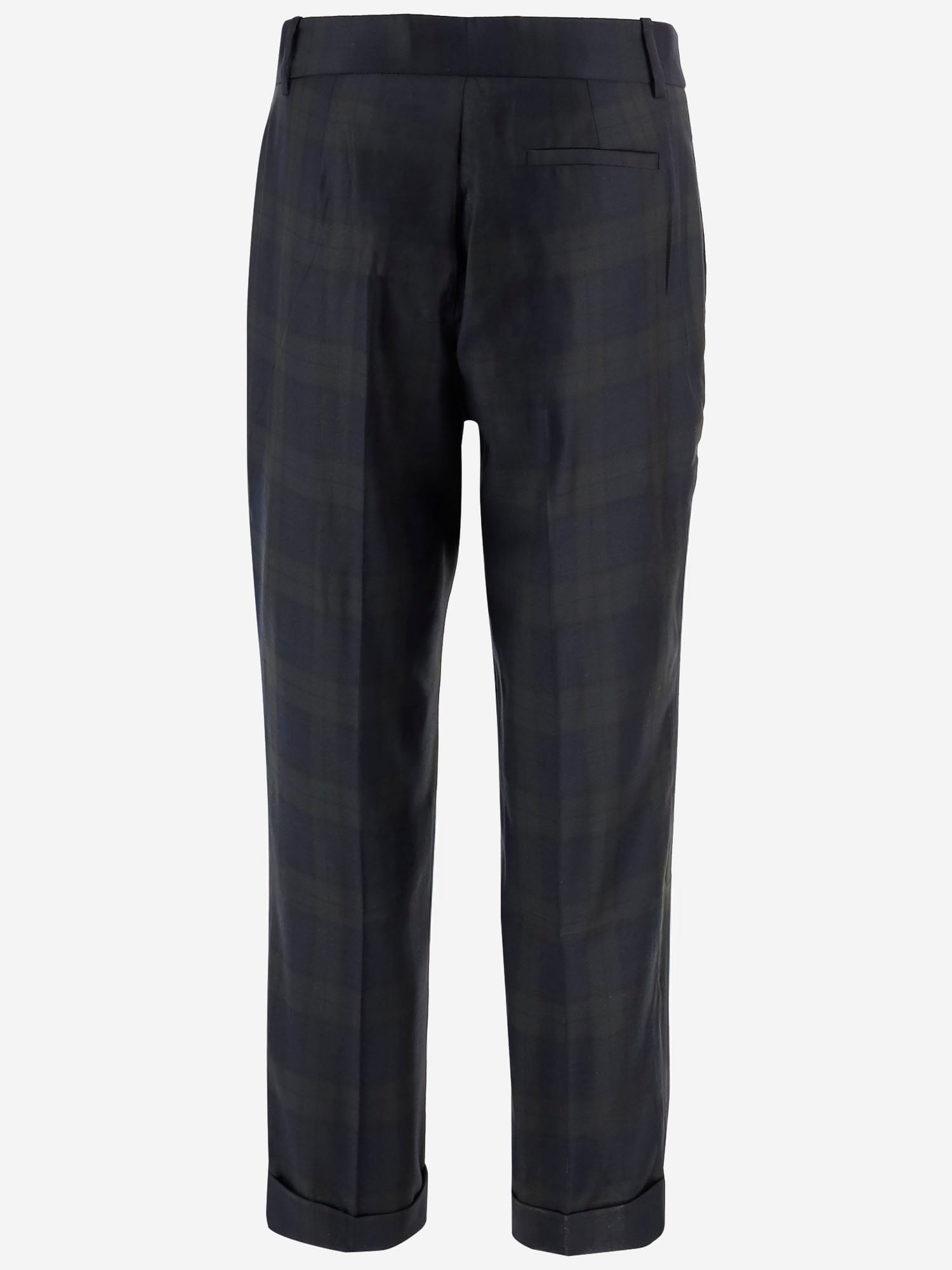 Sa Su Phi Angela Tartan Wool Pants With Turn-ups In Black