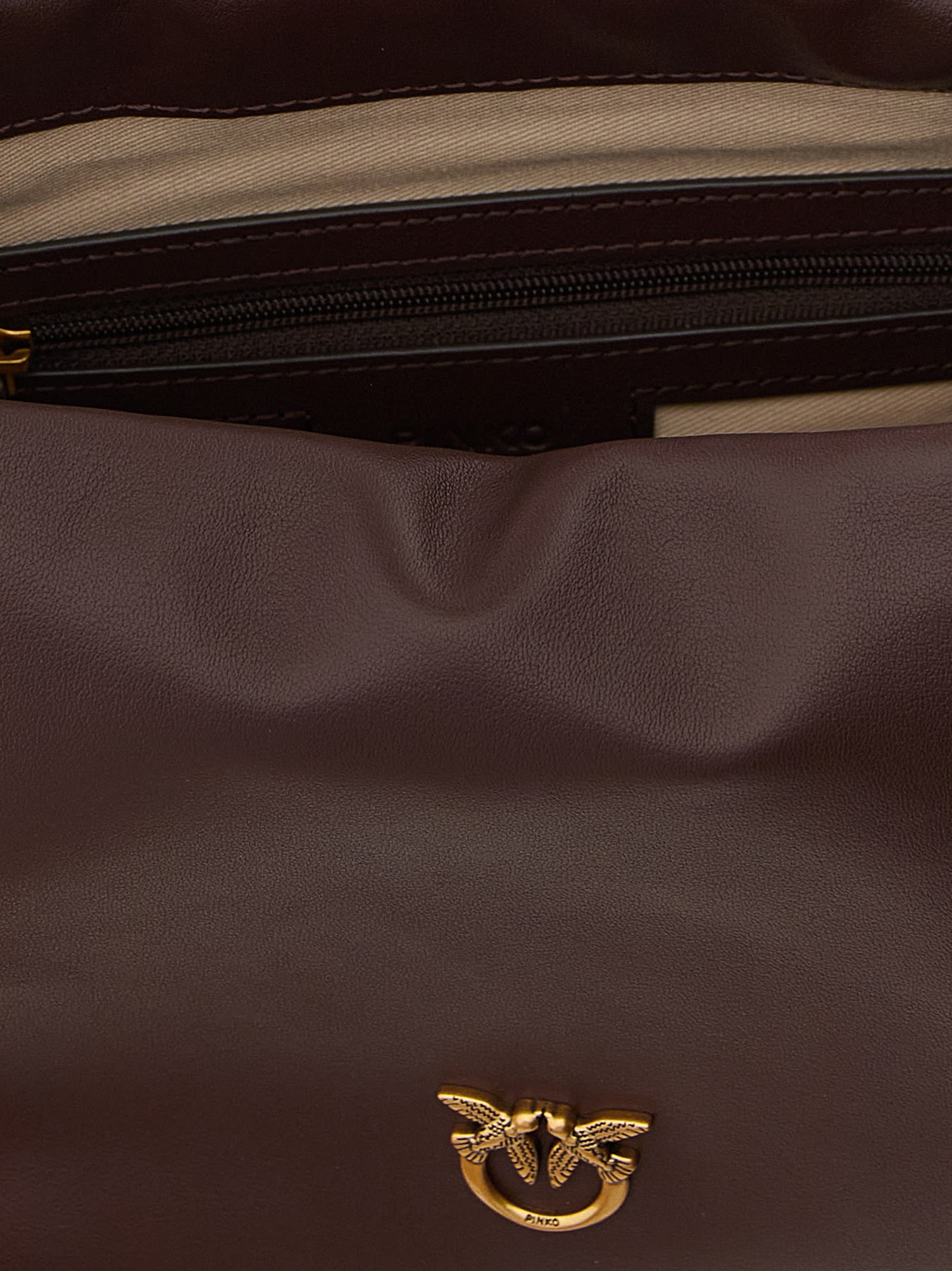Pinko Mini Leather Clutch Bordeaux In Brown