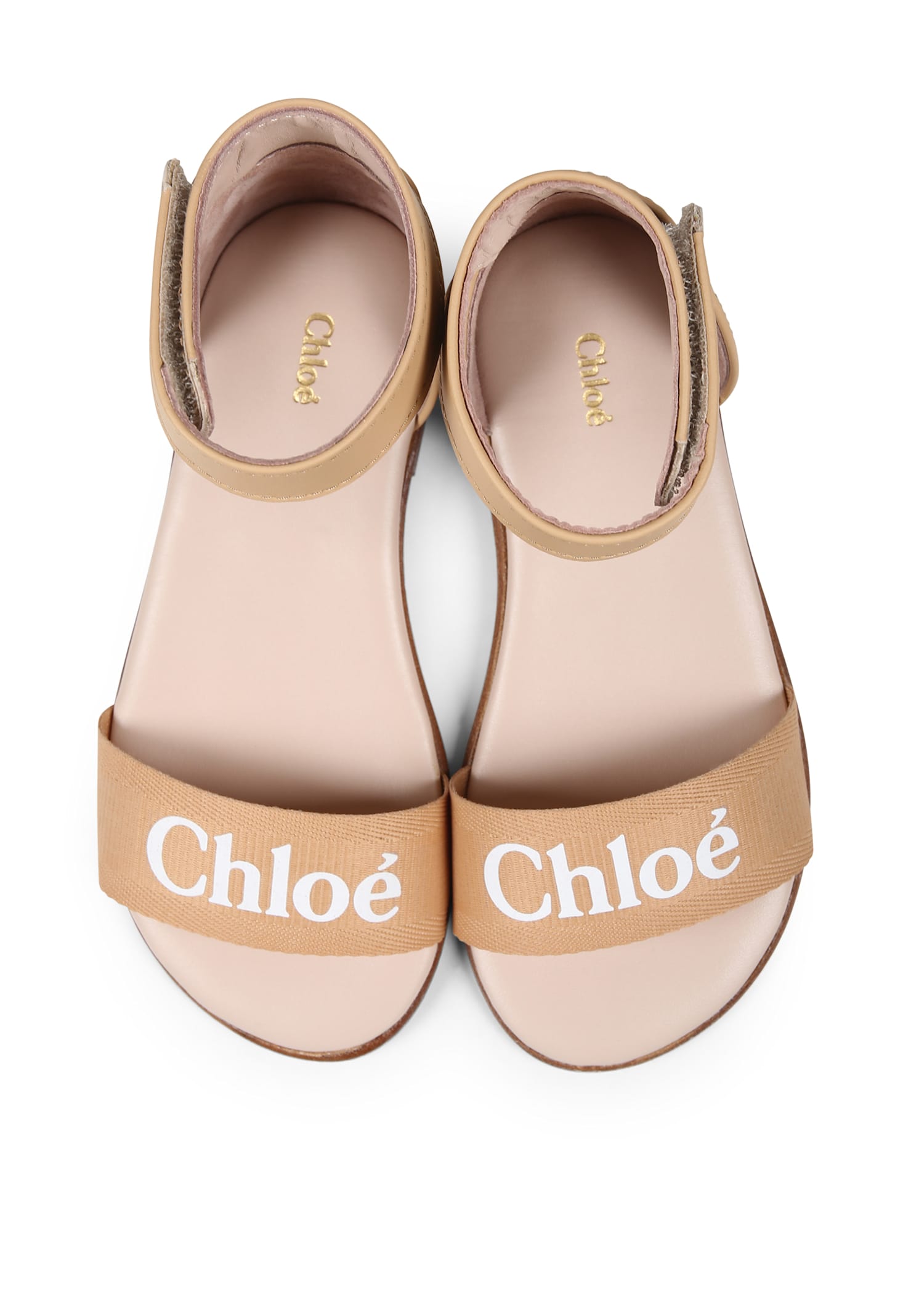 Chloé Logo-print Sandals In Beige