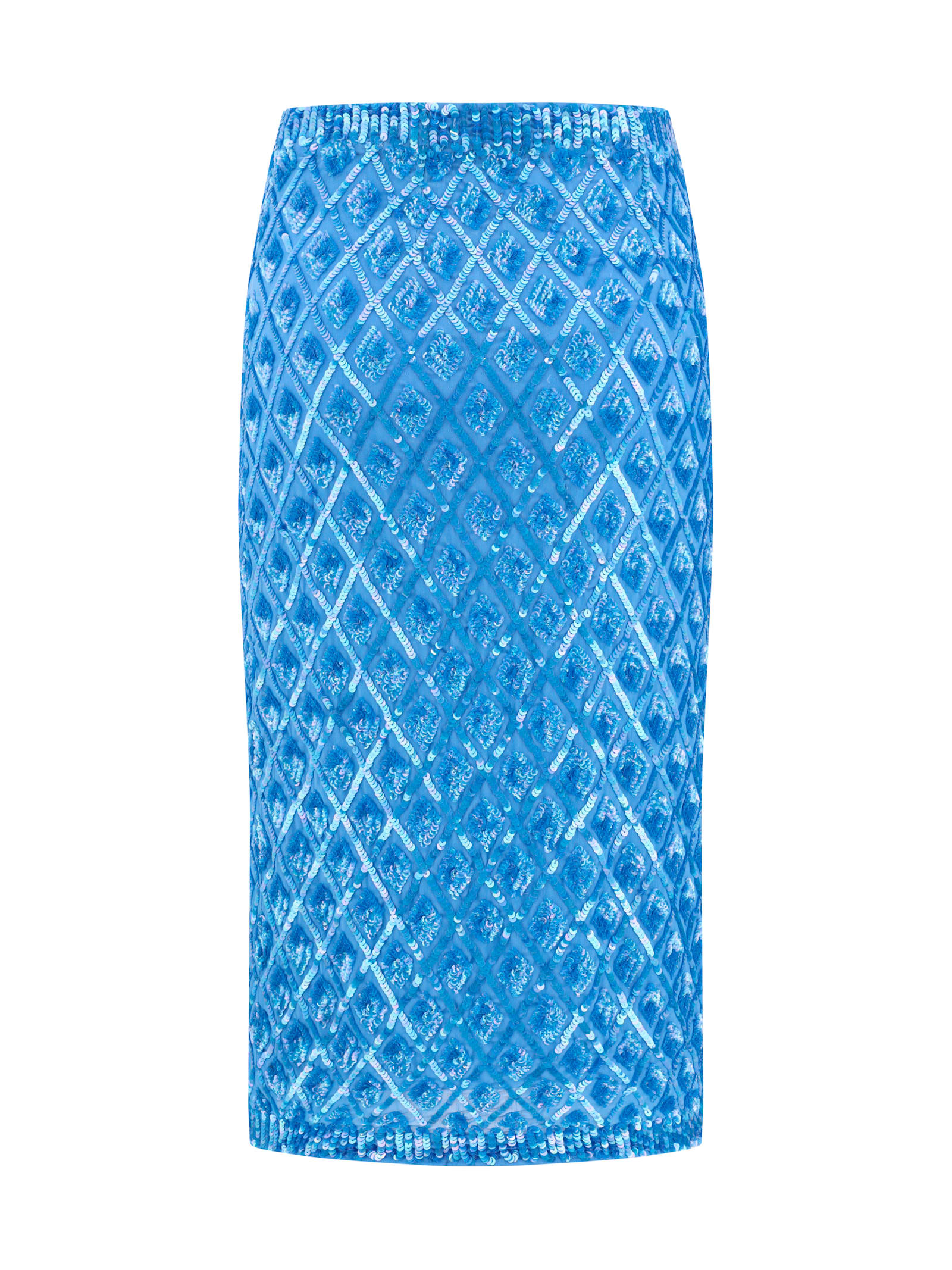 Shop P.a.r.o.s.h Sequined Midi Skirt In Blu Cielo
