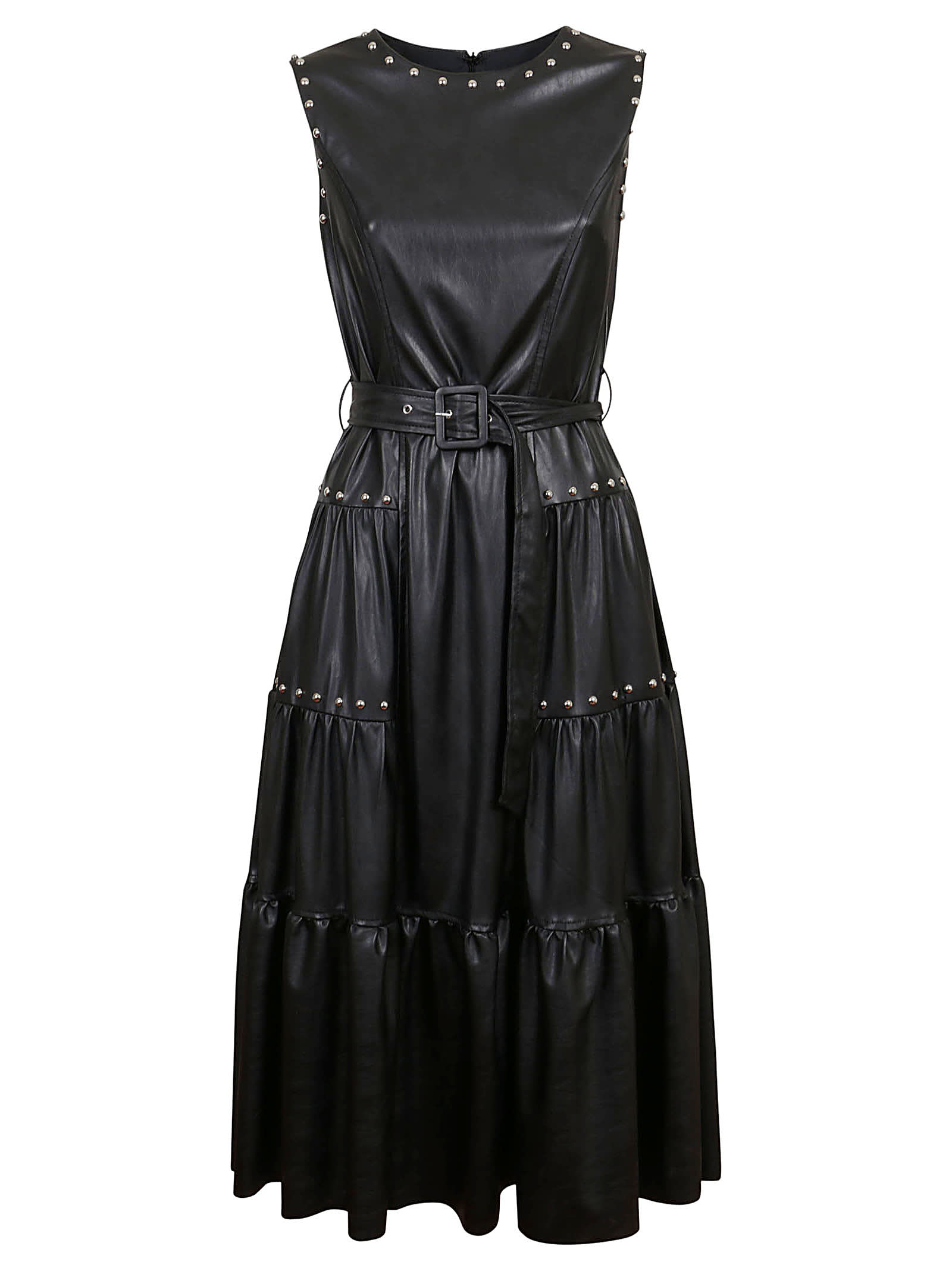 Pinko Black Eco-leather Dress
