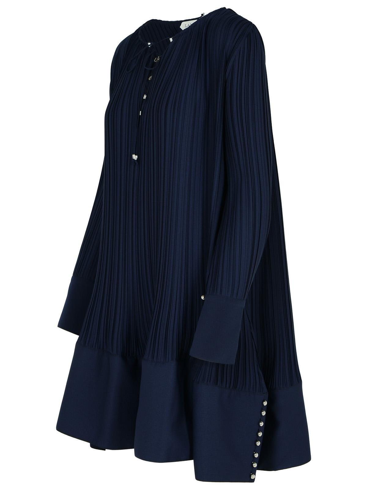 LANVIN FLARED HEM PLEATED MIDI DRESS 