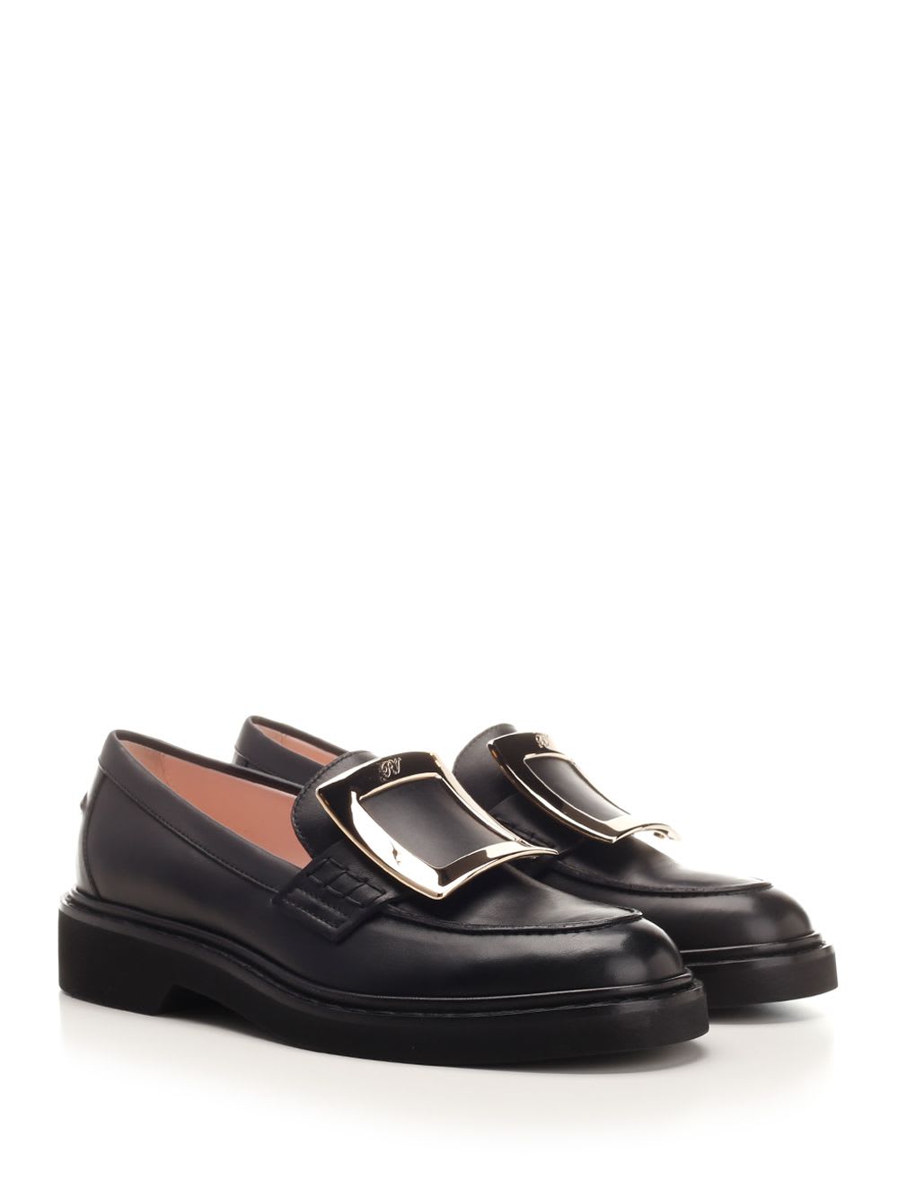 Shop Roger Vivier Viv Loafers In Black