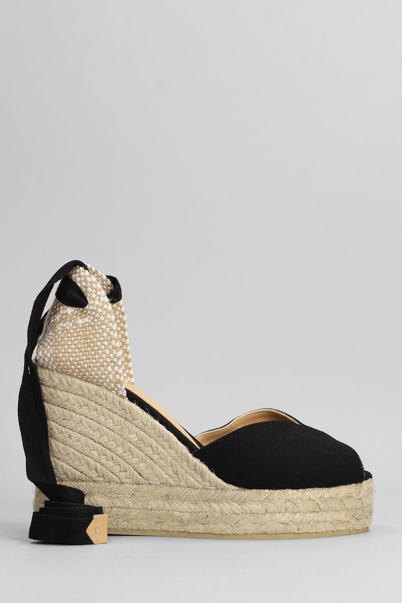 CASTAÃ±ER BILINA-8ED-001 WEDGES IN BLACK CANVAS