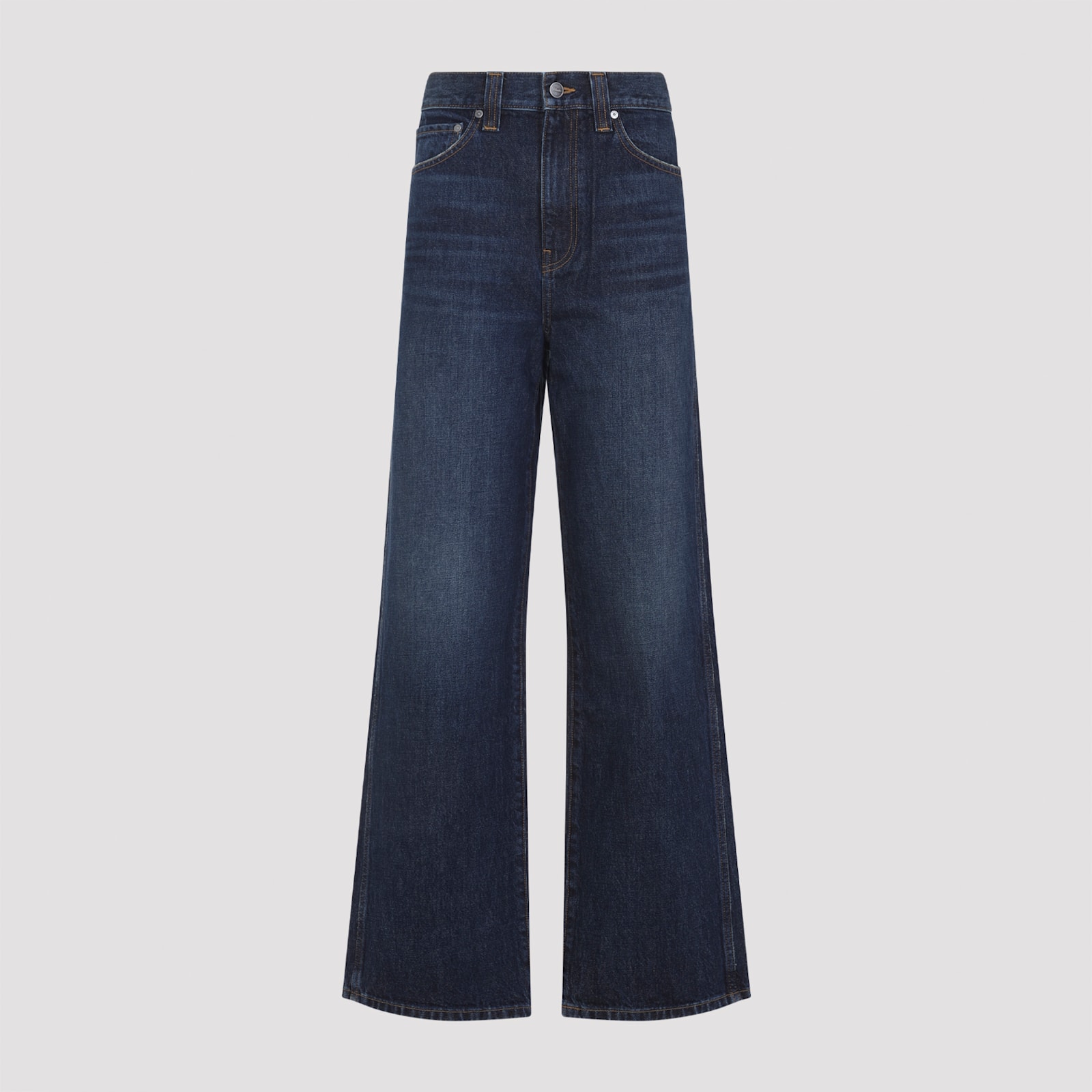 Khaite Womens Benson Bonnie Straight-leg Denim-blend Jeans In Blue