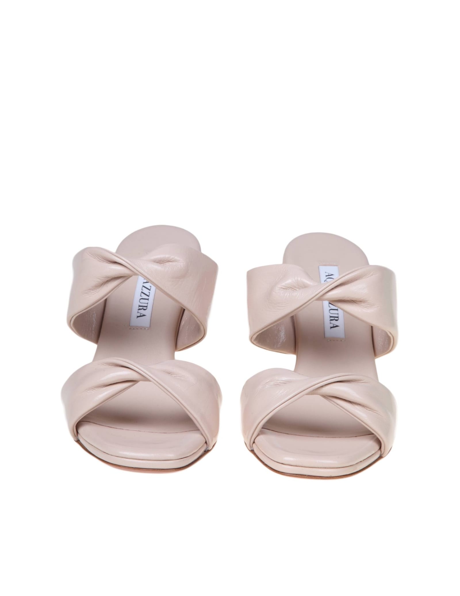 Shop Aquazzura Twist 75 Sandal In Soft Leather In Nude