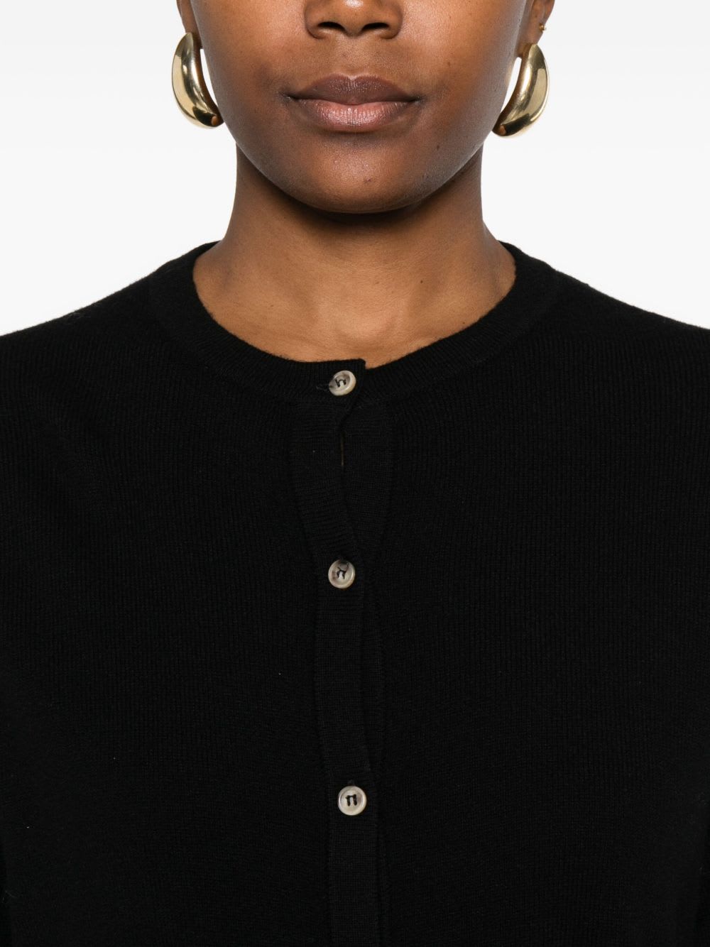 Goat Soft Crewneck Cardigan In Black