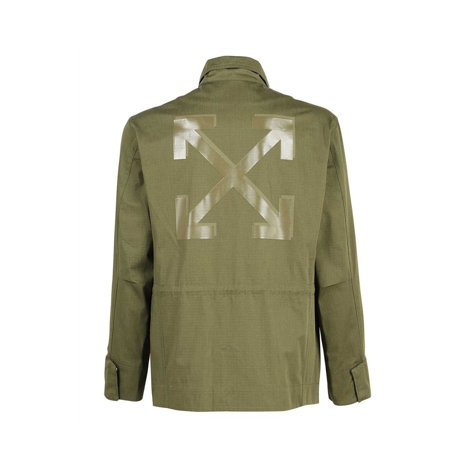 Shop Off-white Arrow Field Cotton Jacket In Green