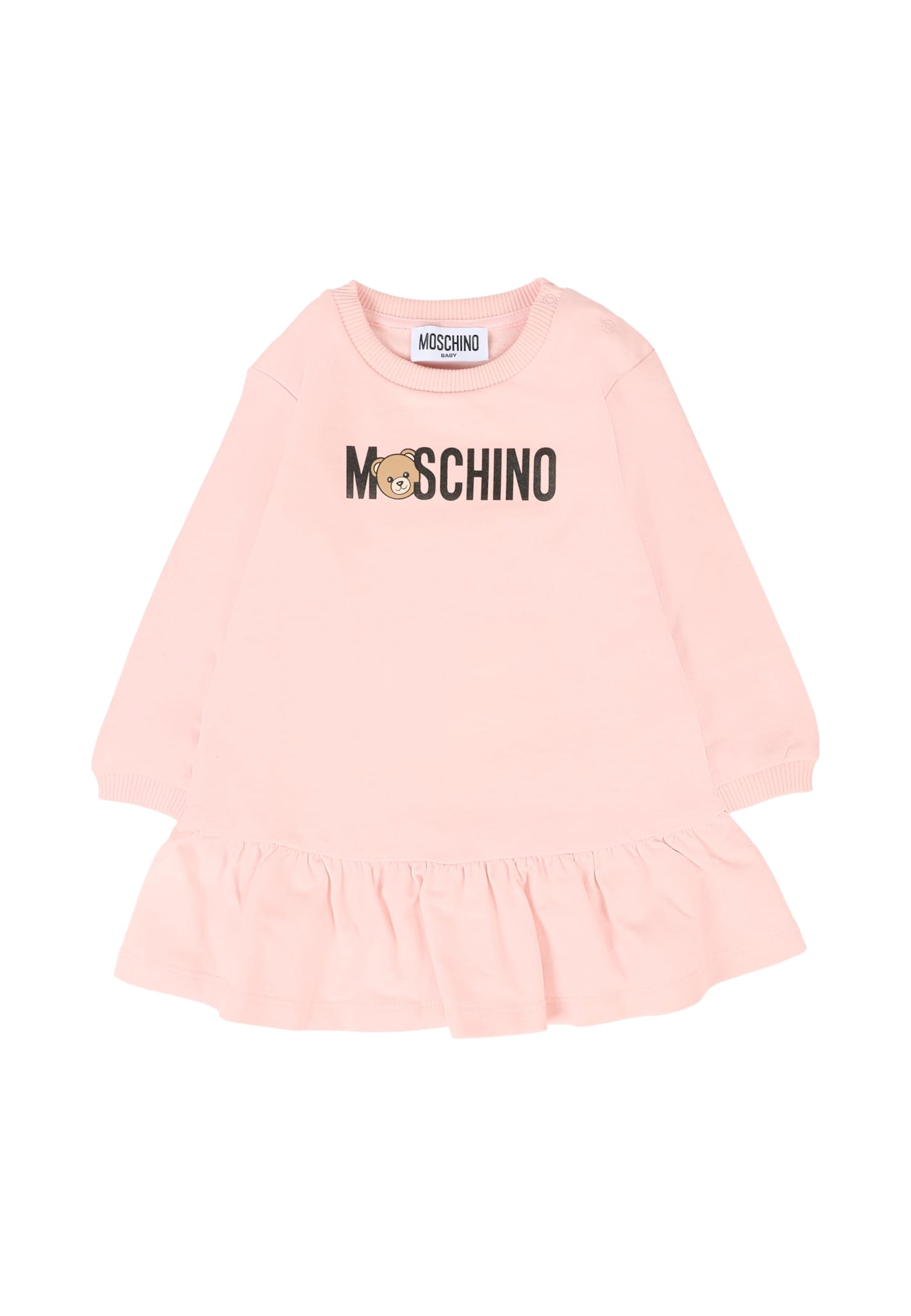 Moschino Pink Dress For Baby Girl With Teddy Bear In Pink