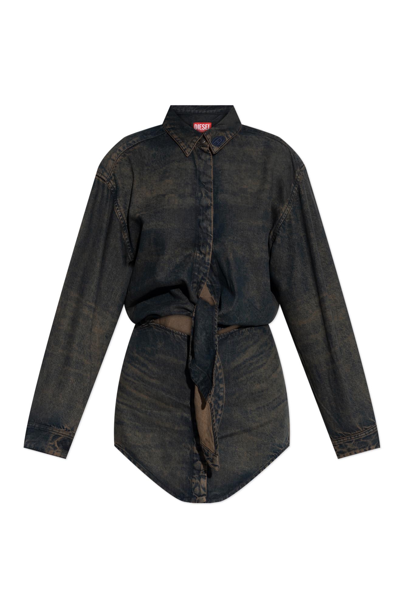 Diesel Denim-inspired Mini Dress With Button-down Front In Multi