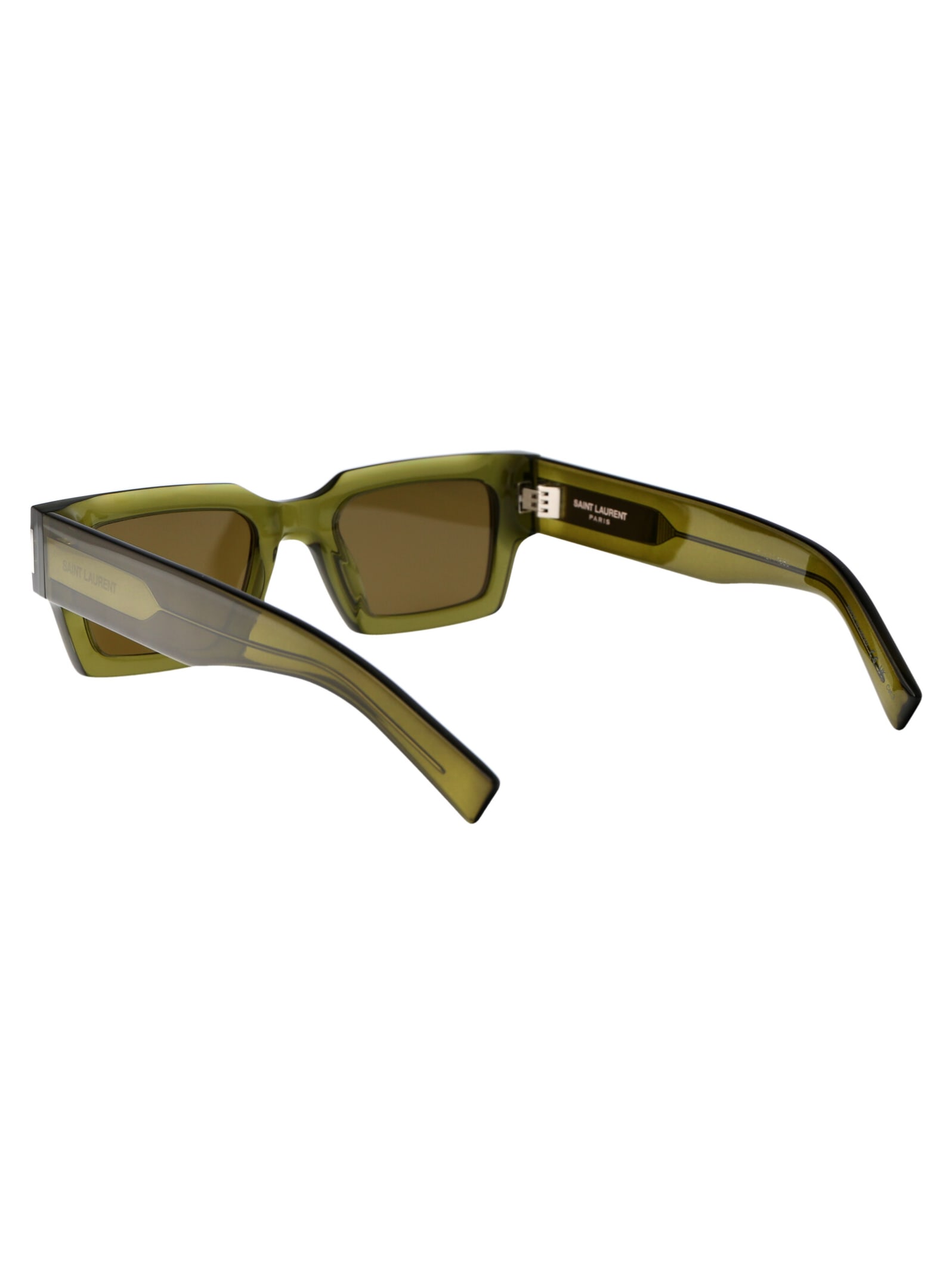 Saint Laurent Womens Green Ys000459 Rectangle-frame Acetate Sunglasses In Brown
