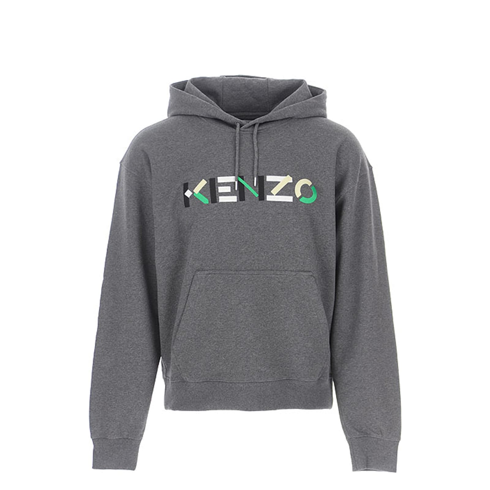 Shop Kenzo Logo Hooded Sweatshirt In Gray