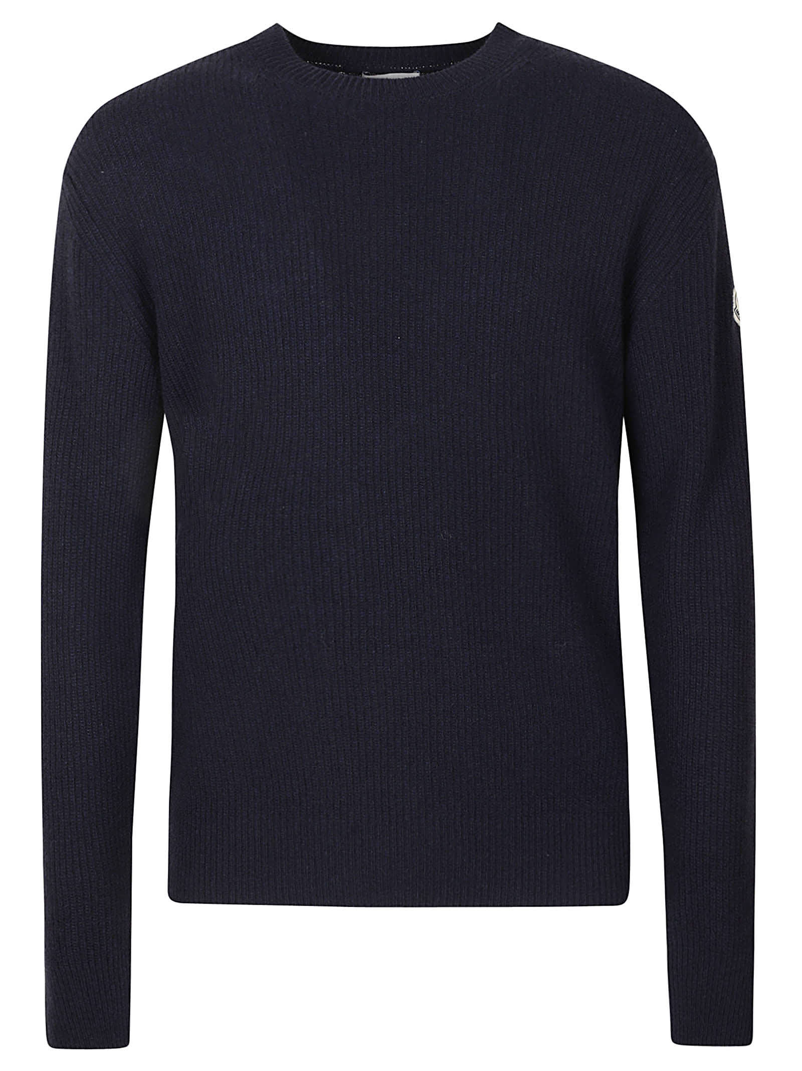 Moncler Logo Patched Rib Trim Knit Sweater
