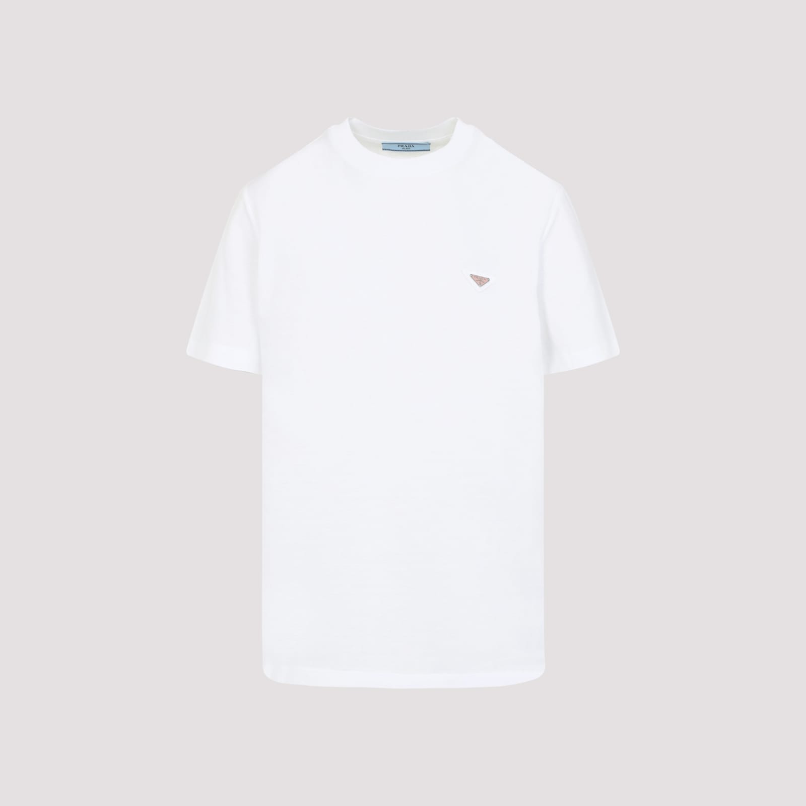 Prada Triangle Logo Cotton T-shirt In White
