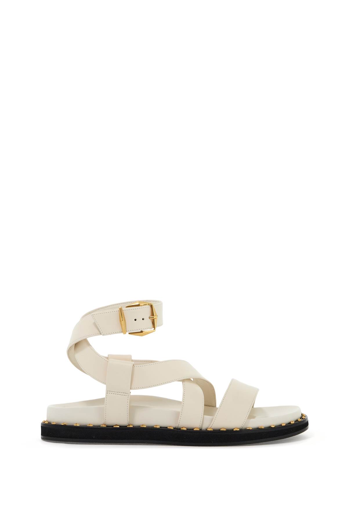 Shop Jimmy Choo Blaise Flat Sandals In Latte Gold (white)