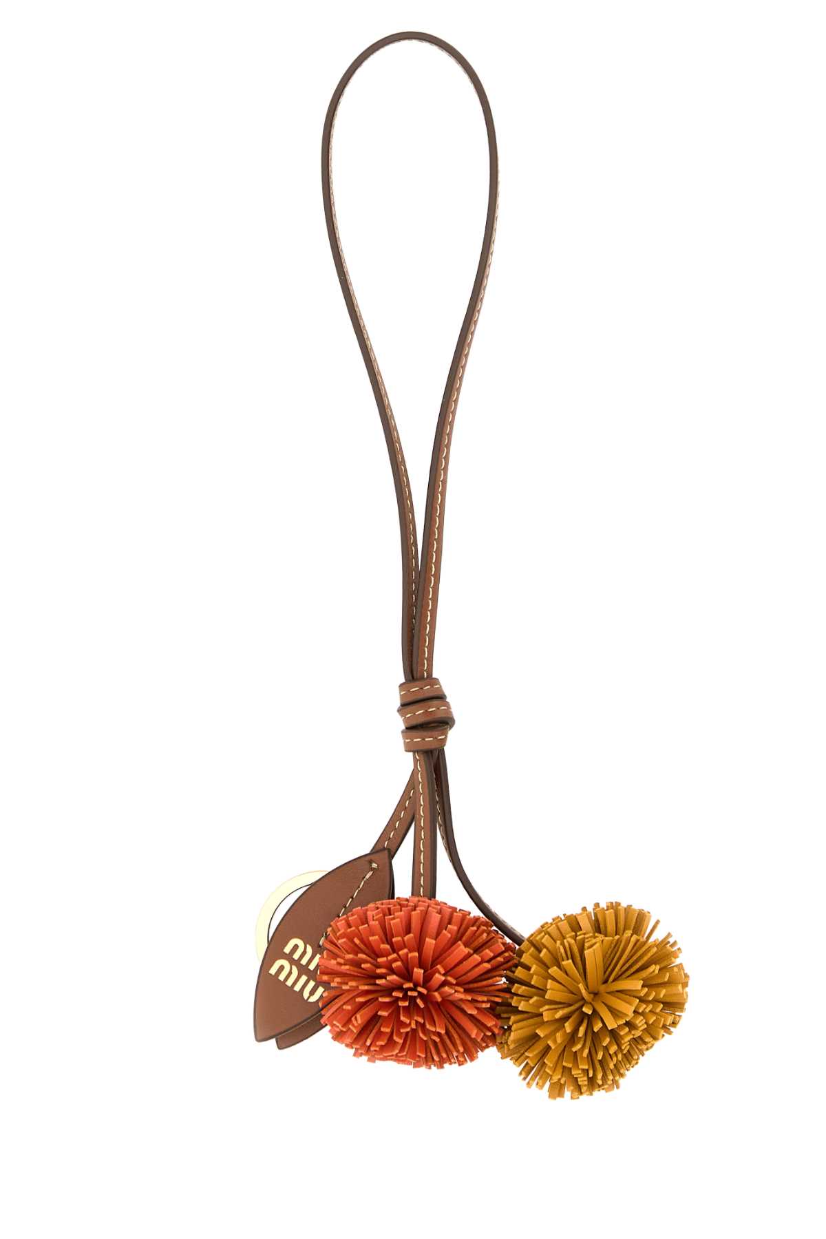 Miu Miu Multicolor Leather Charm In Brown