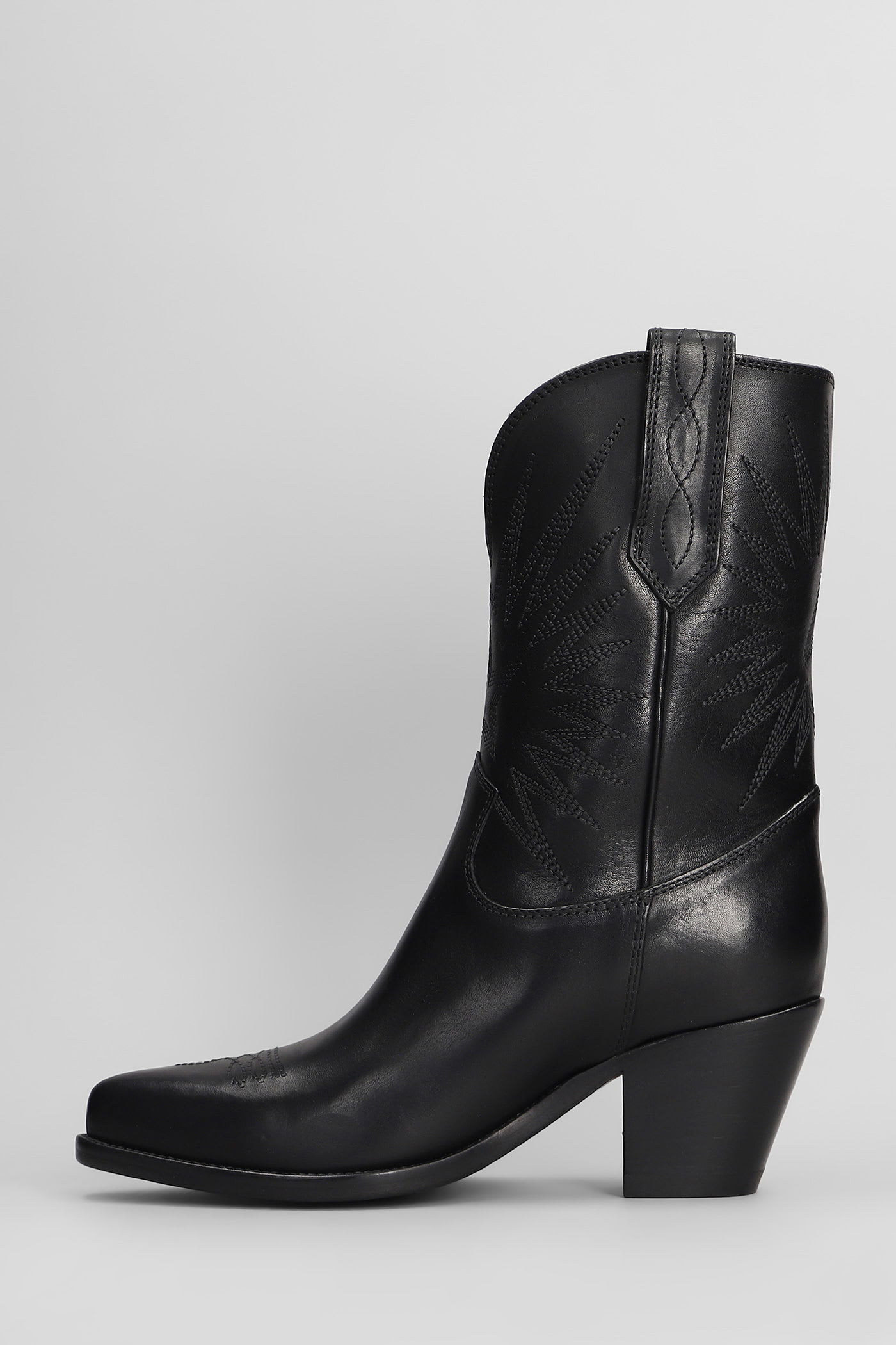 Golden Goose 70 Wish Star Texan Ankle Boots In Black Leather In Black