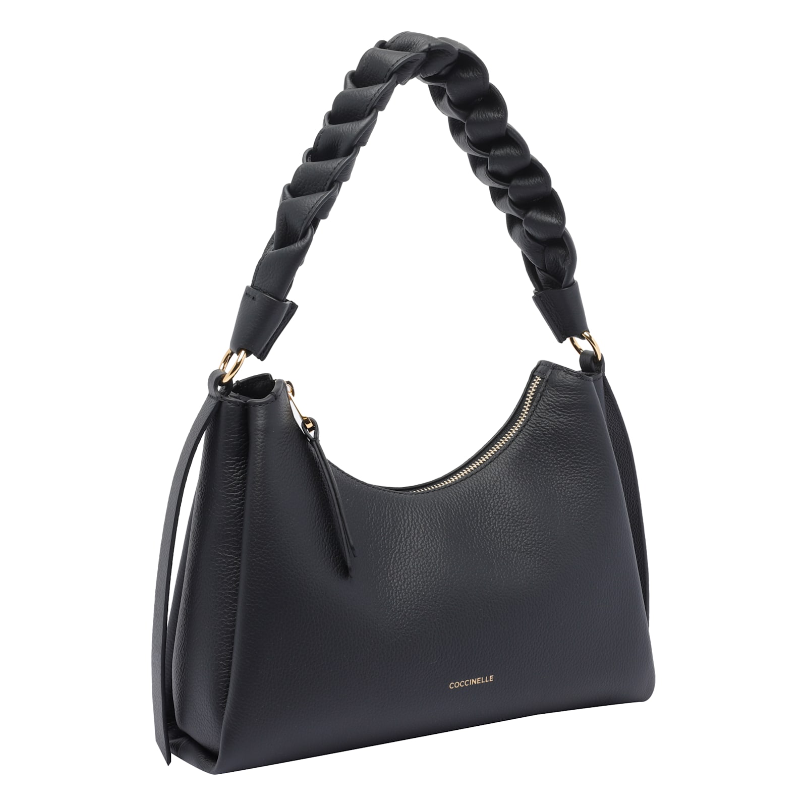 Coccinelle Small Boheme Braided-handle Shoulder Bag In Black