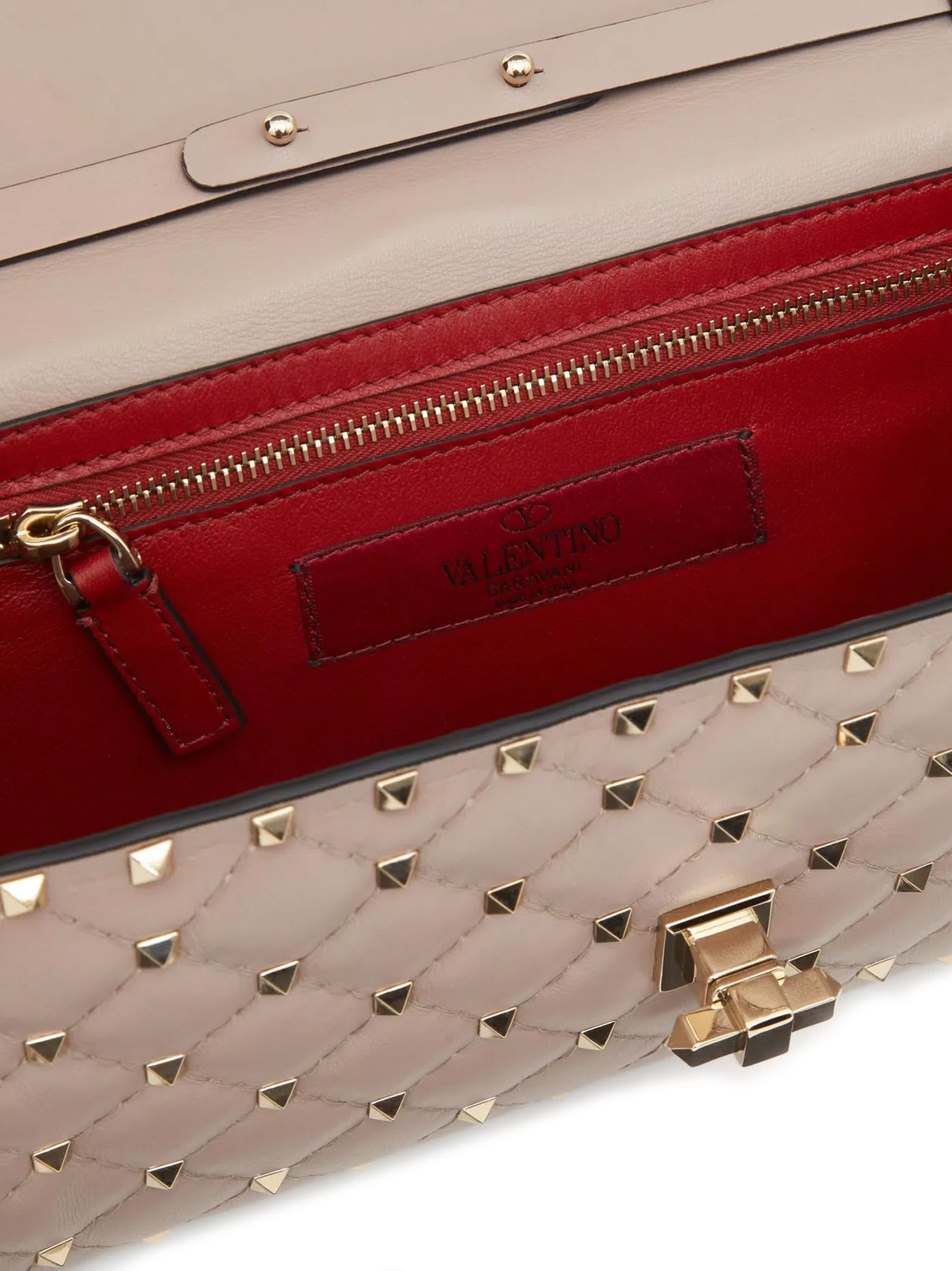 Valentino Garavani Rockstud Spike Nappa Leather Crossbody Clutch Bag Woman Poudre Uni In Pink