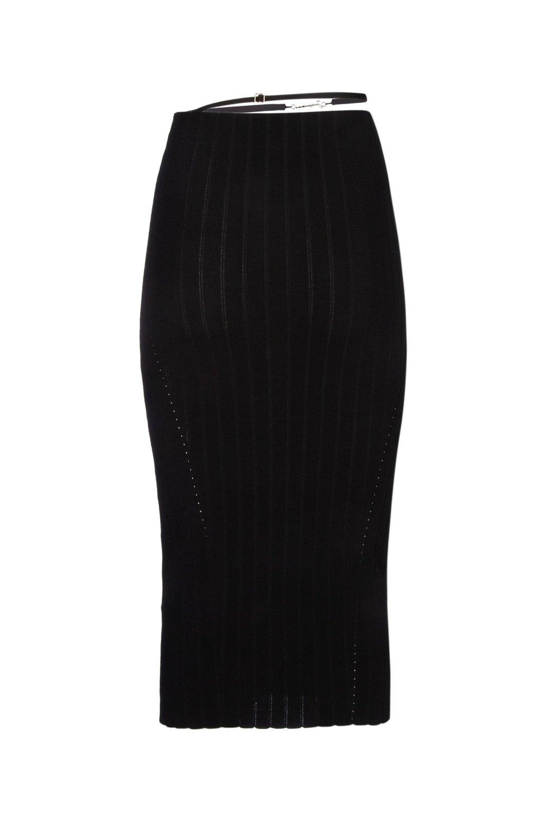 Shop Jacquemus Pralu Ribbed Skirt In Black