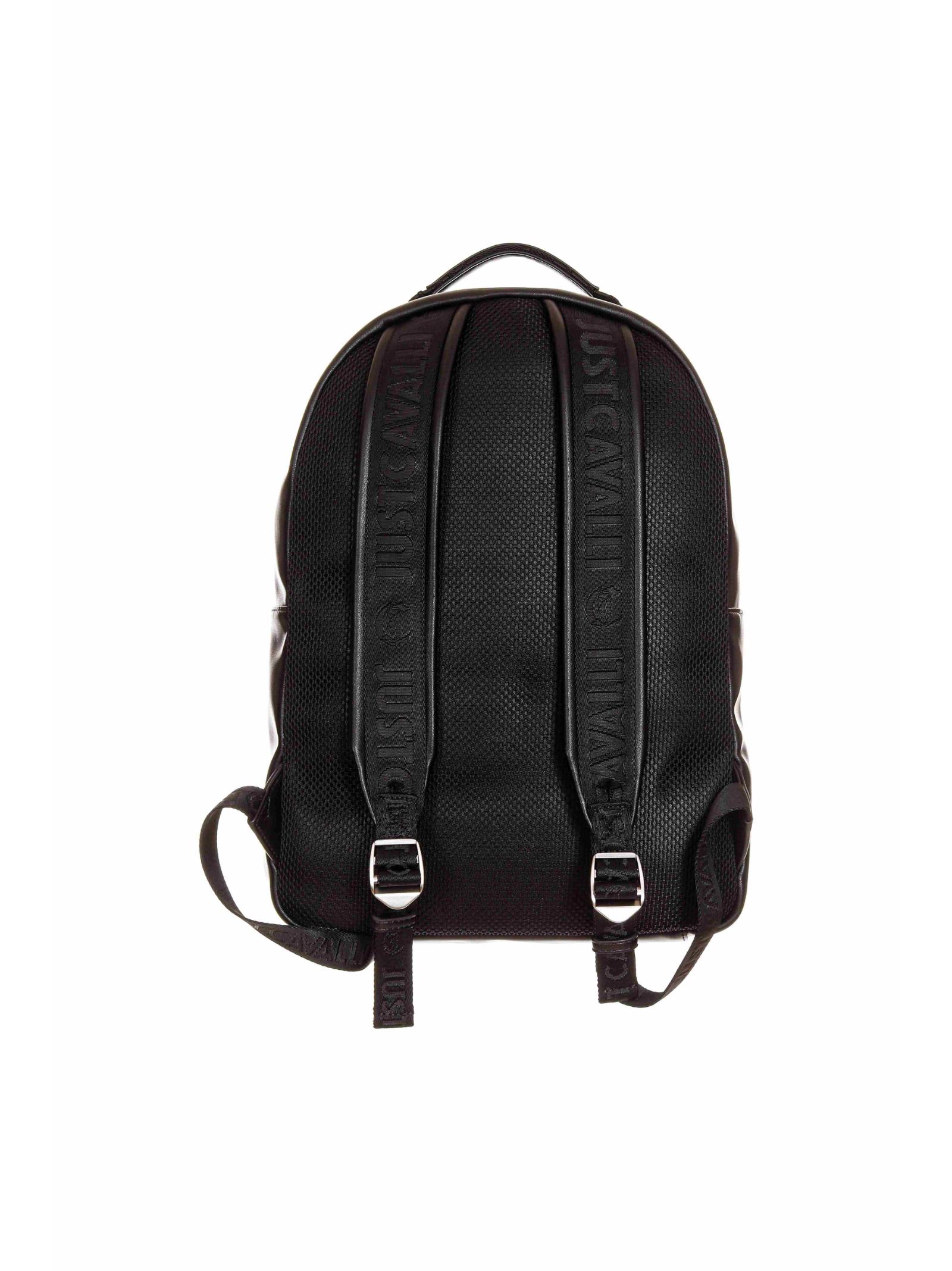 Just Cavalli Logo-lettering Leather Backpack In Black