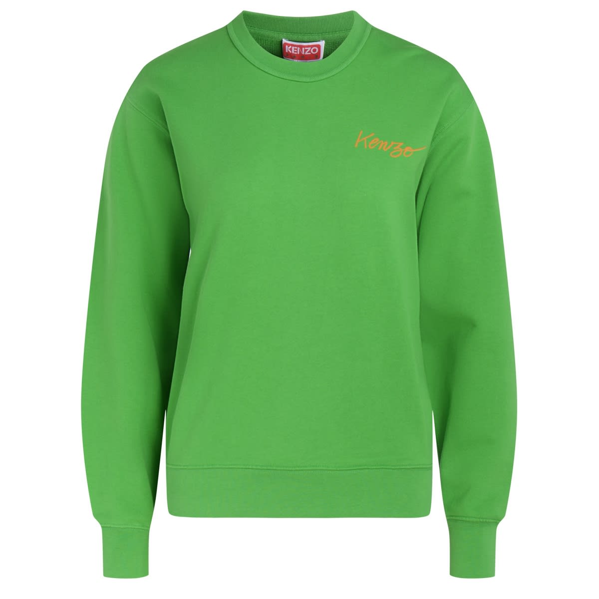 Kenzo Poppy Crewneck Sweatshirt In Green Cotton
