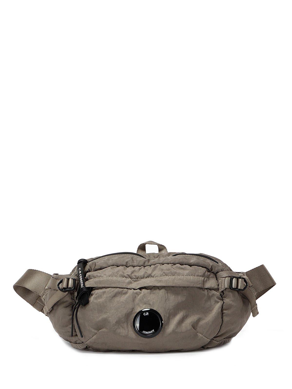 Shop C.p. Company Lens-detailed Zipped Padded Belt Bag In Walnut