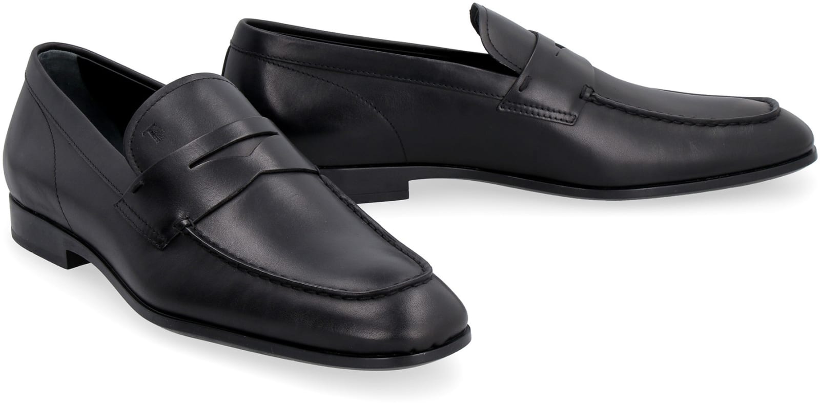 Shop Tod's Leather Loafers In Black