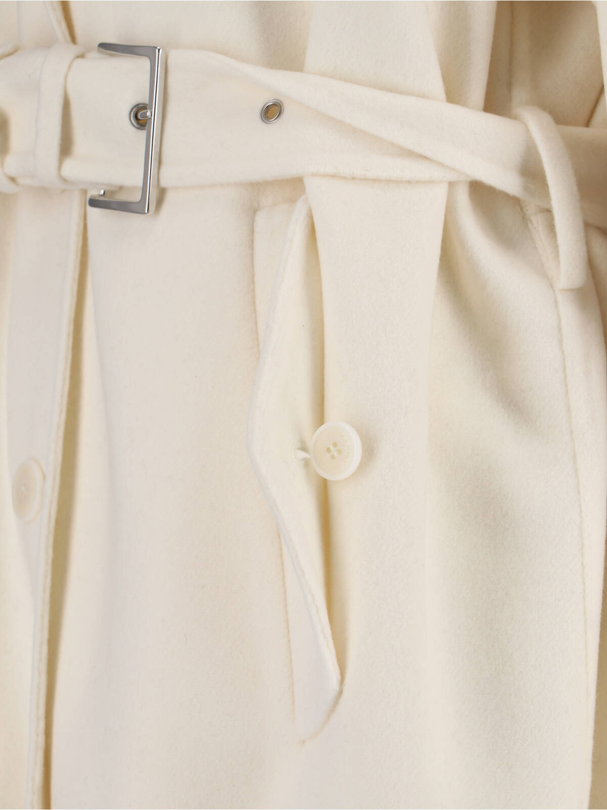 Ermanno Scervino Single-breasted Midi Tailored Coat With Belt And Collar In Real Sheepskin Fur In White