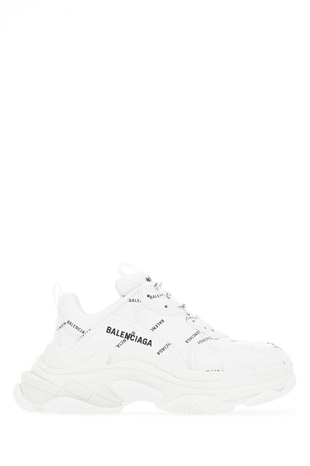 Shop Balenciaga White Synthetic Leather Triple S Sneakers In 9010