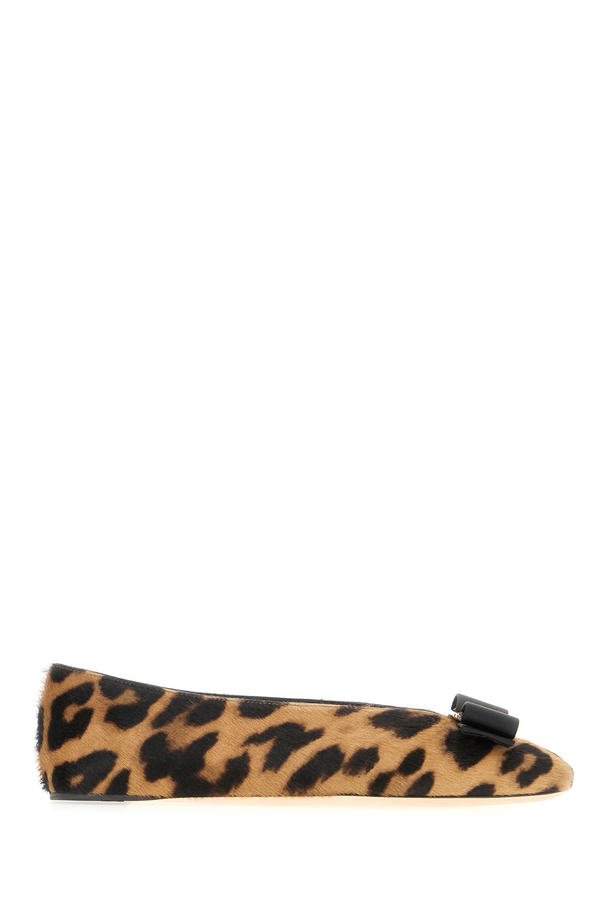Ferragamo Printed Calf Hair Vanna P Ballerinas In Black