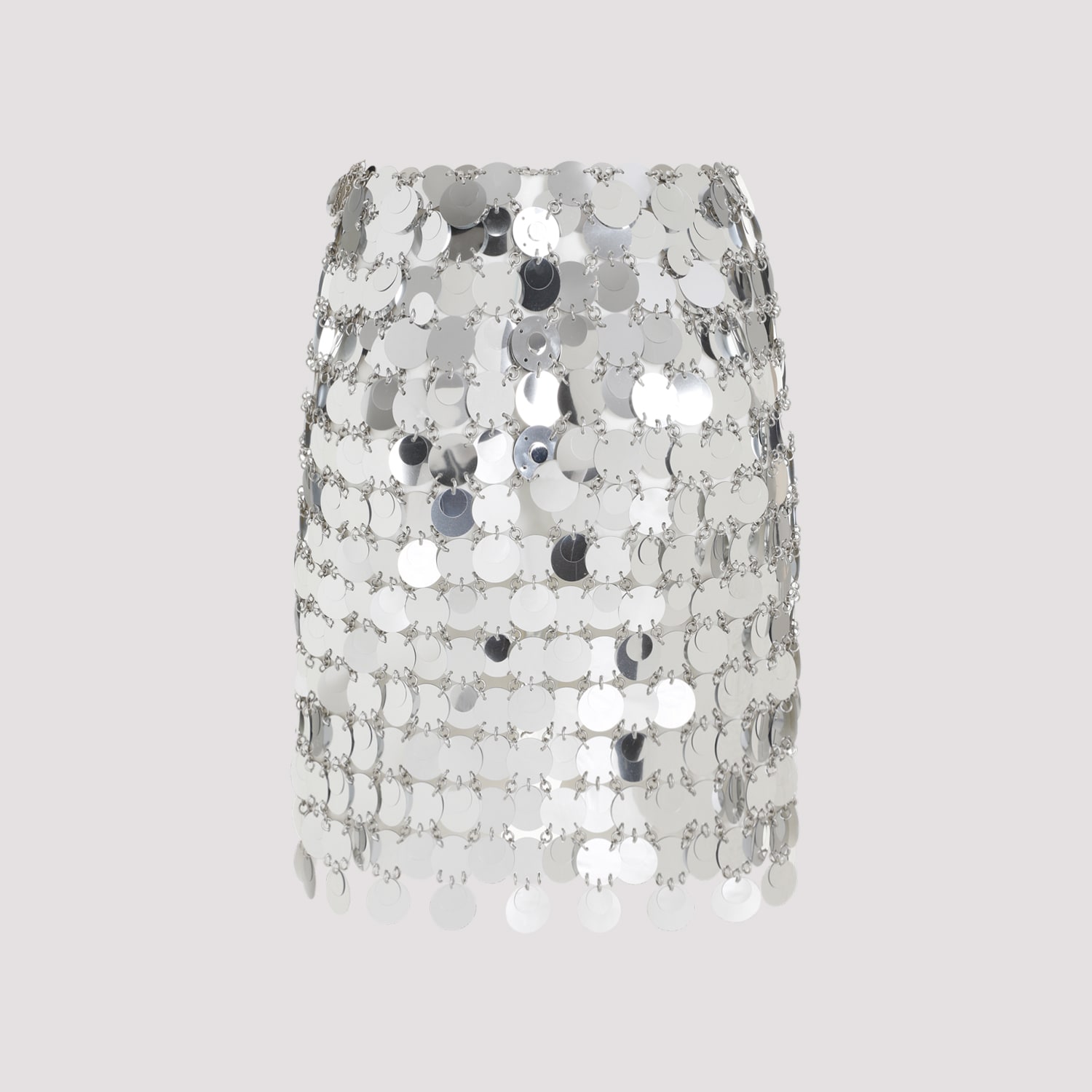 Shop Rabanne Round Sequin Mini Skirt In Silver