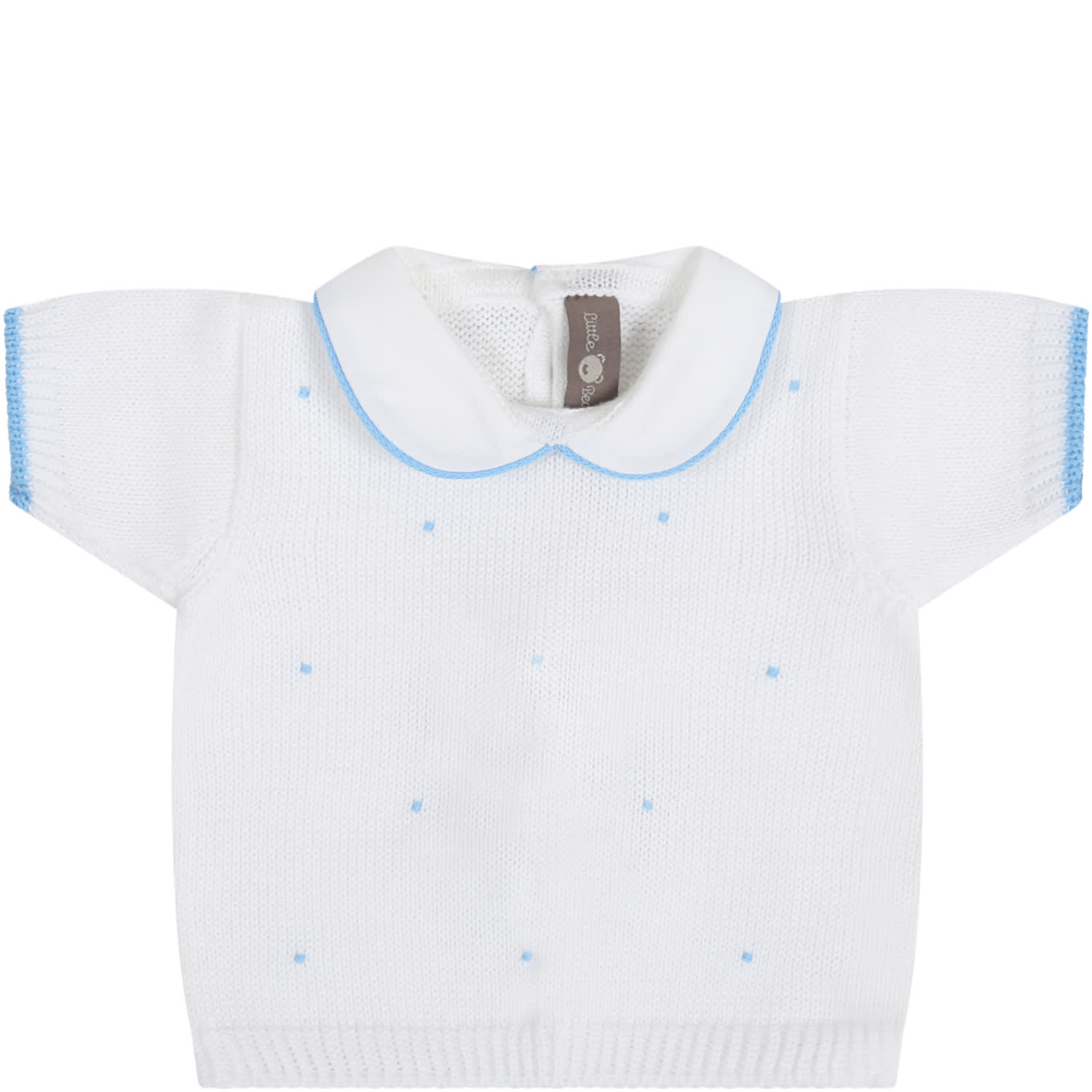 Little Bear White T-shirt For Babyboy With Polka-dots