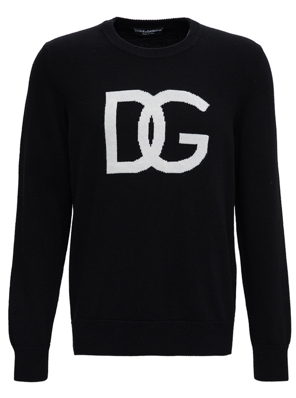 Dolce & Gabbana Black Wool Sweater With Logo