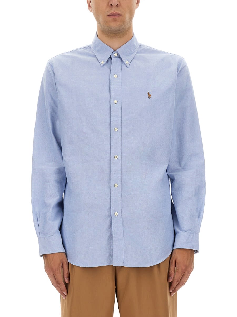 Polo Ralph Lauren Shirt Collared Long Sleeves In Blue