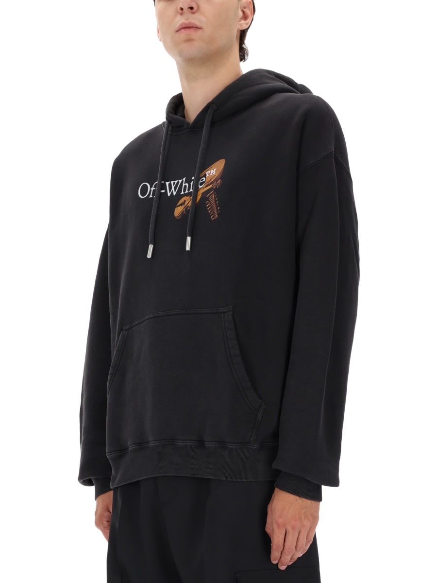 Off-white Washed Black Cupid Arrow Skate Logo Hoodie