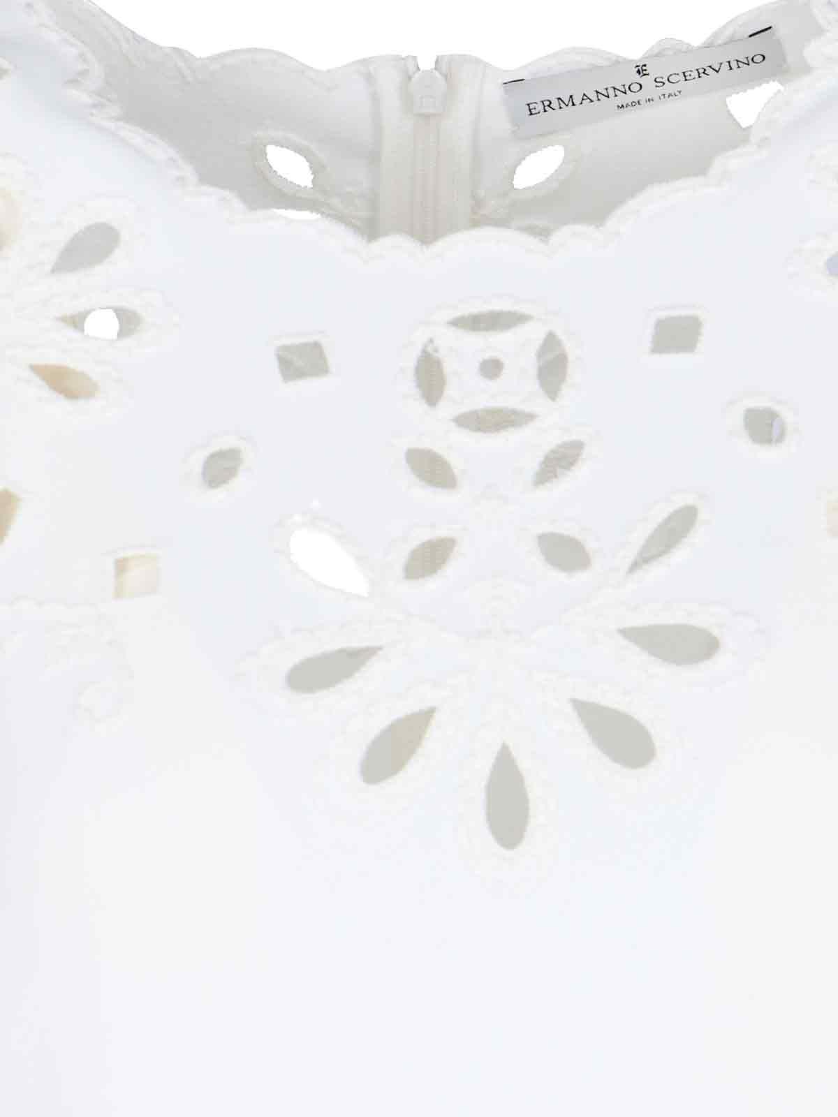 Shop Ermanno Scervino Sangallo Mini Dress In White