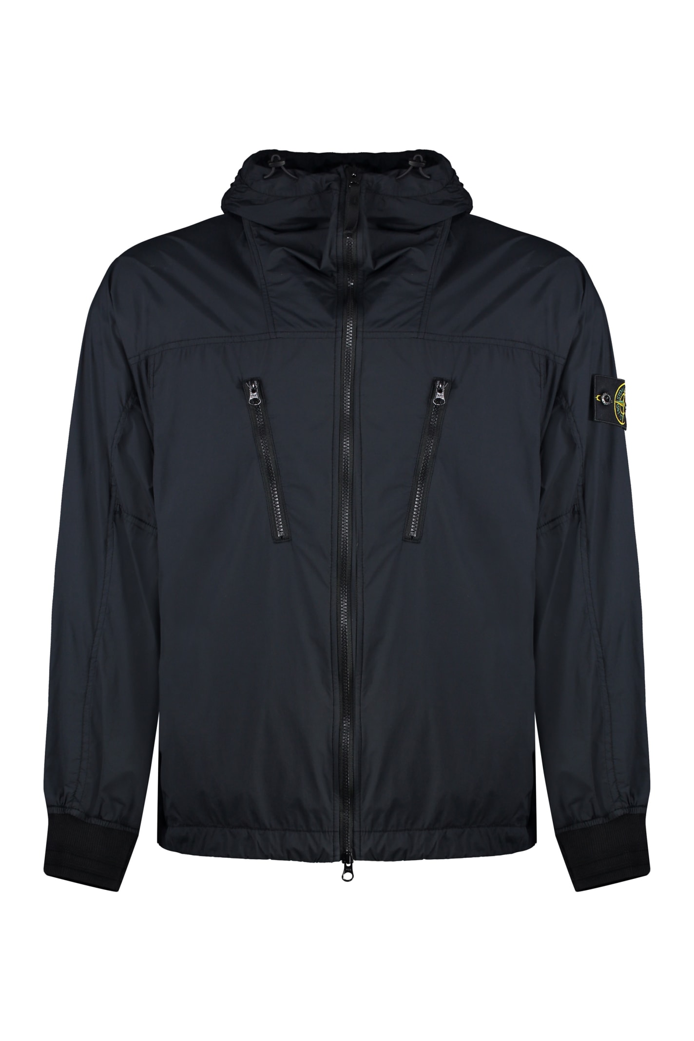 Shop Stone Island Technical Fabric Hooded Jacket In Nero