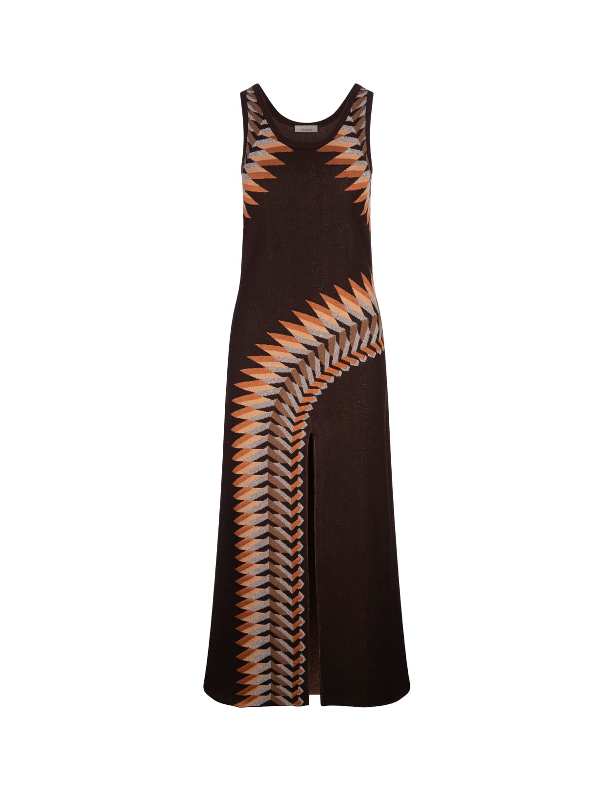 Brown Lurex Jacquard Dress