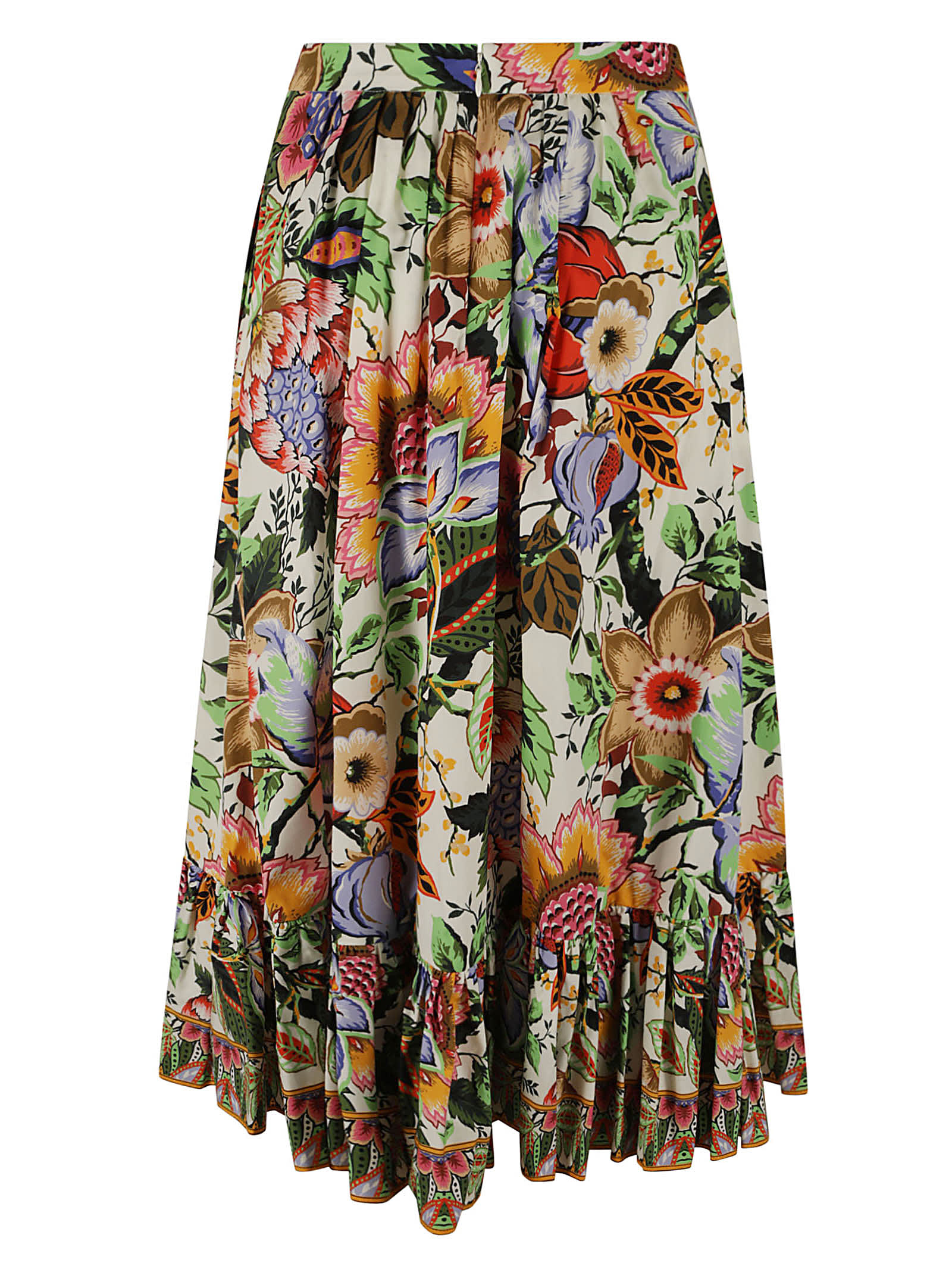 Shop Etro Floral Print Flare Skirt In White
