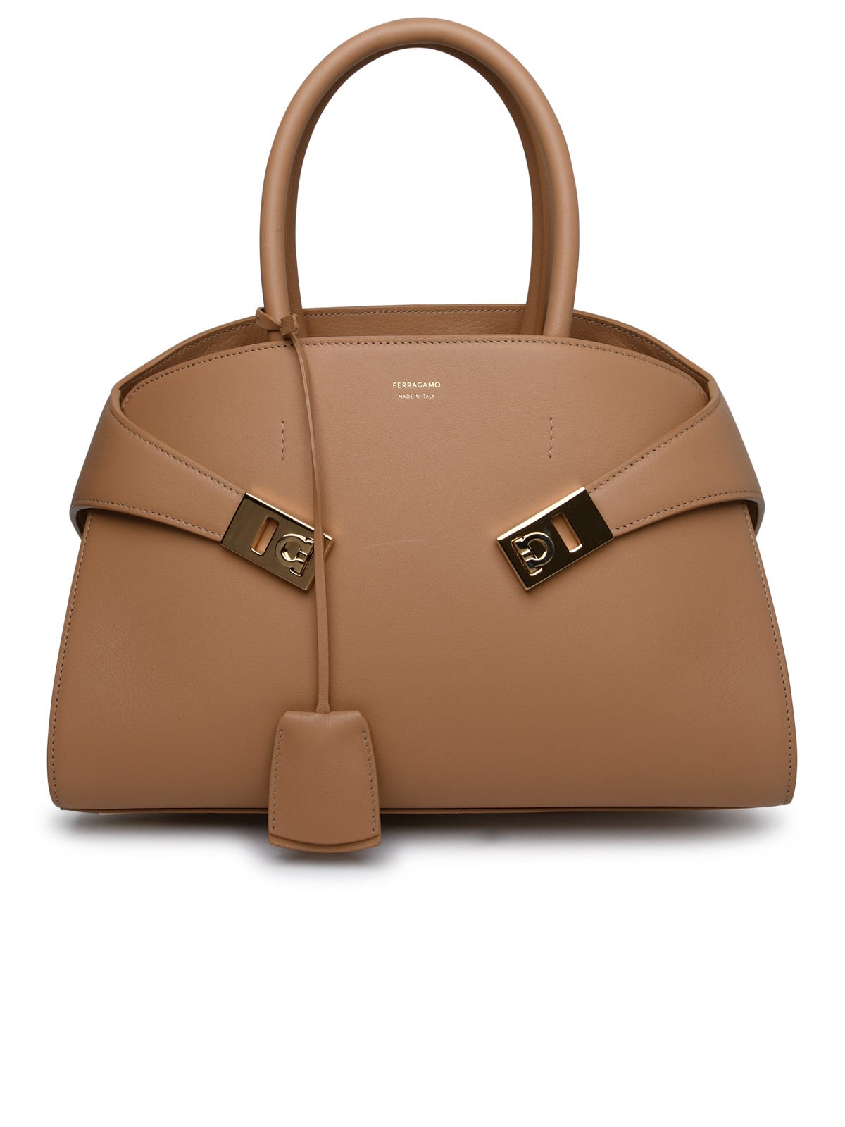 Shop Ferragamo Coffee Leather Bag In Beige