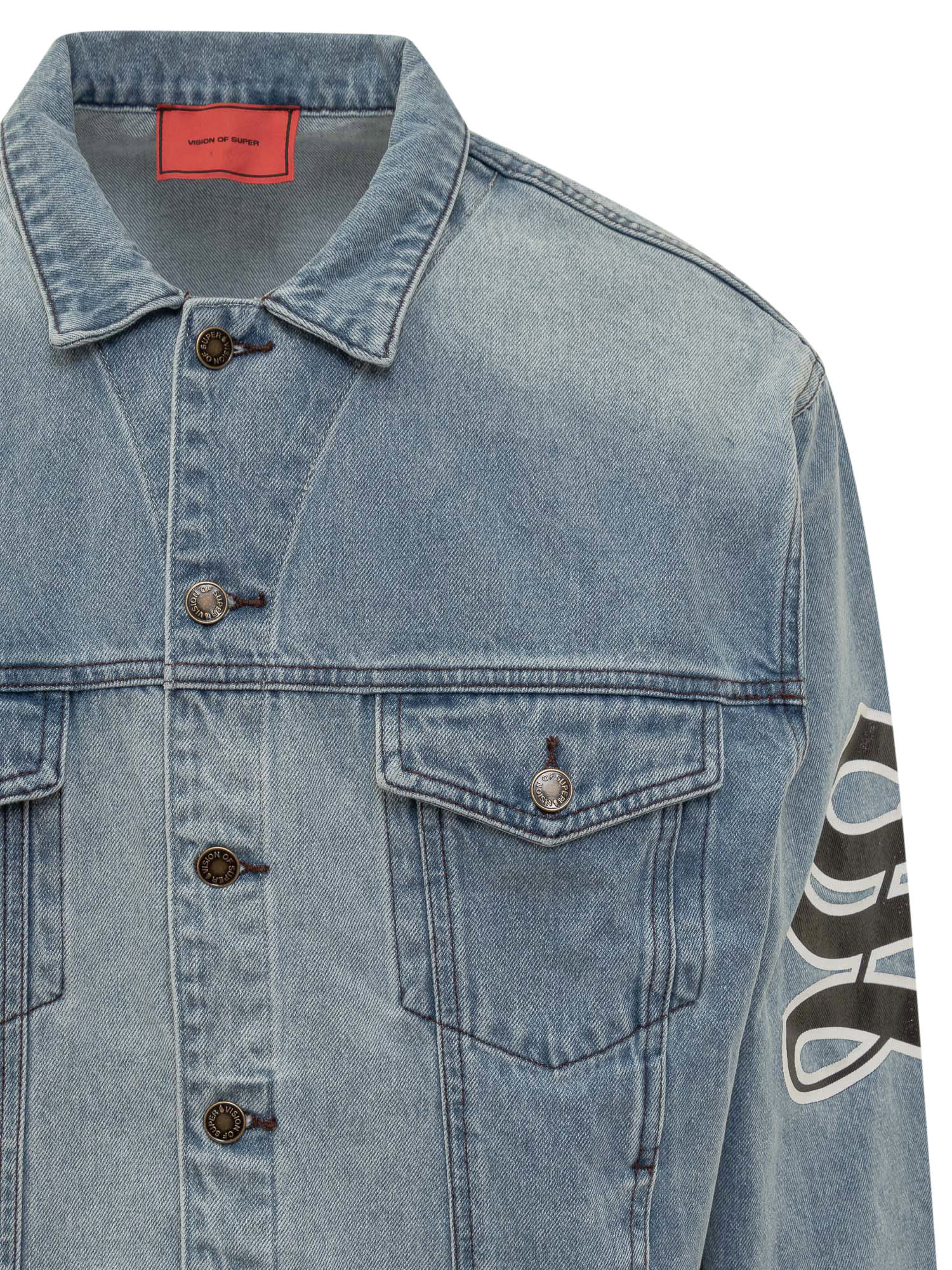 Shop Vision Of Super Printed Jacket In Denim