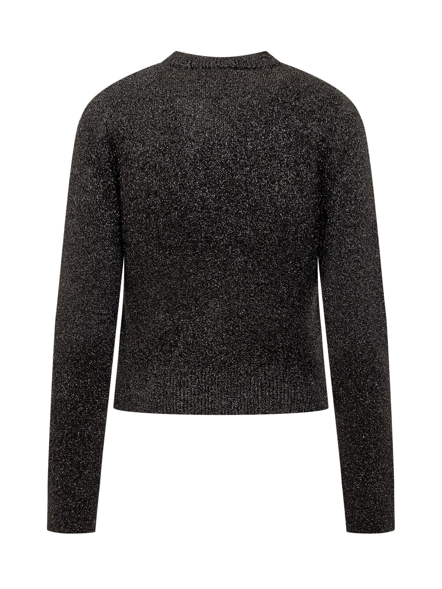 Shop Ganni Sparkle Cardigan In Black