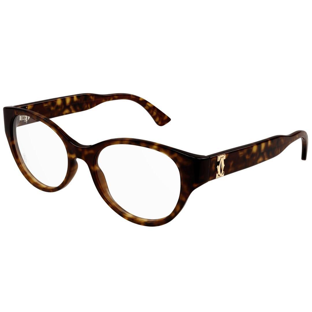 Shop Cartier Cat-eye Frame Glasses In 002 Havana Havana Transpa