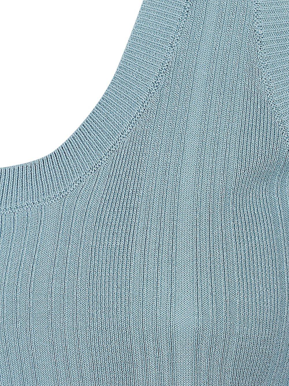 Shop Weekend Max Mara Slim-fit Ribbed-knit Sleeveless Top In Azzurro