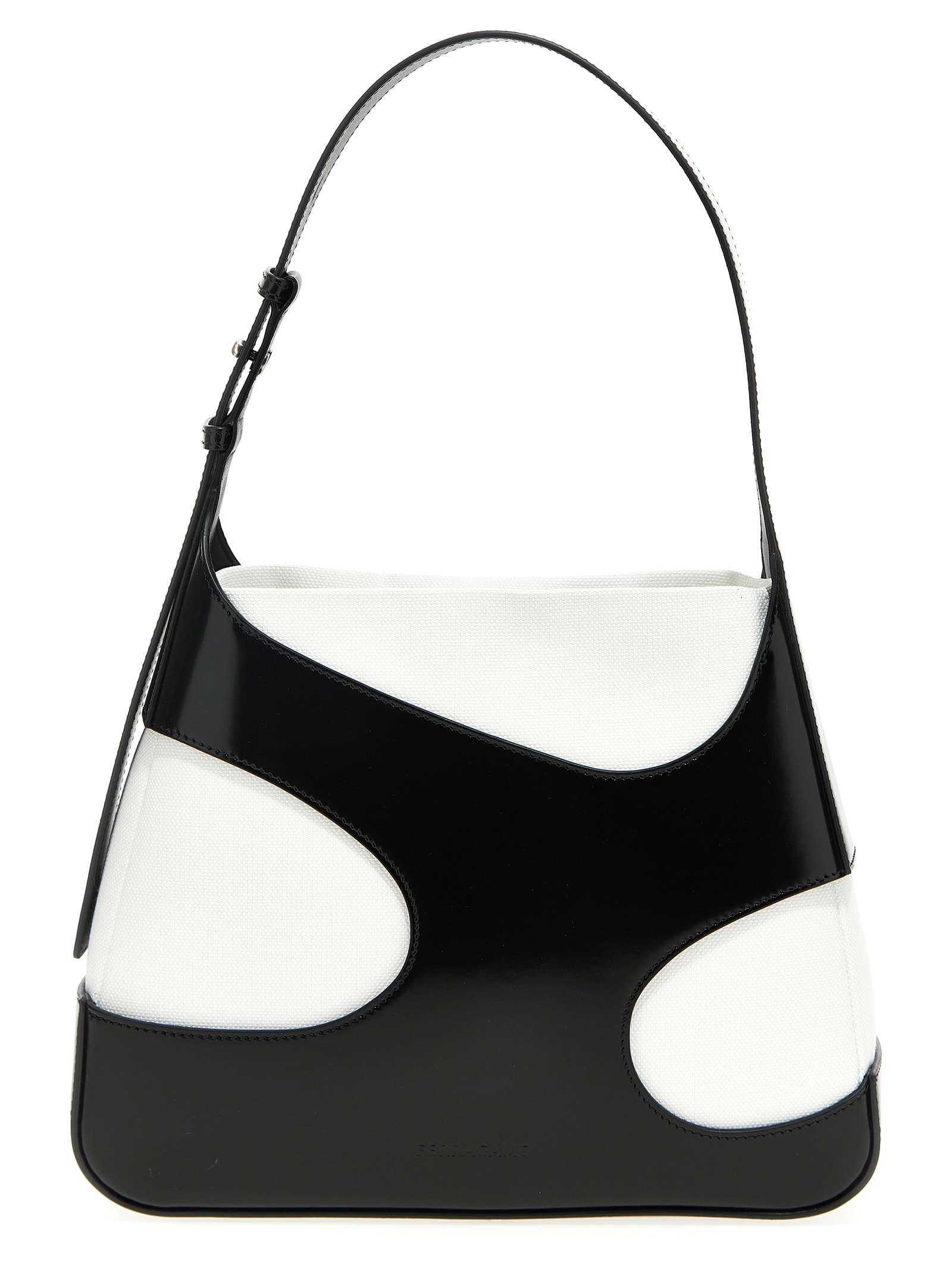 Shop Ferragamo Cutout Midi Shoulder Bag In Black